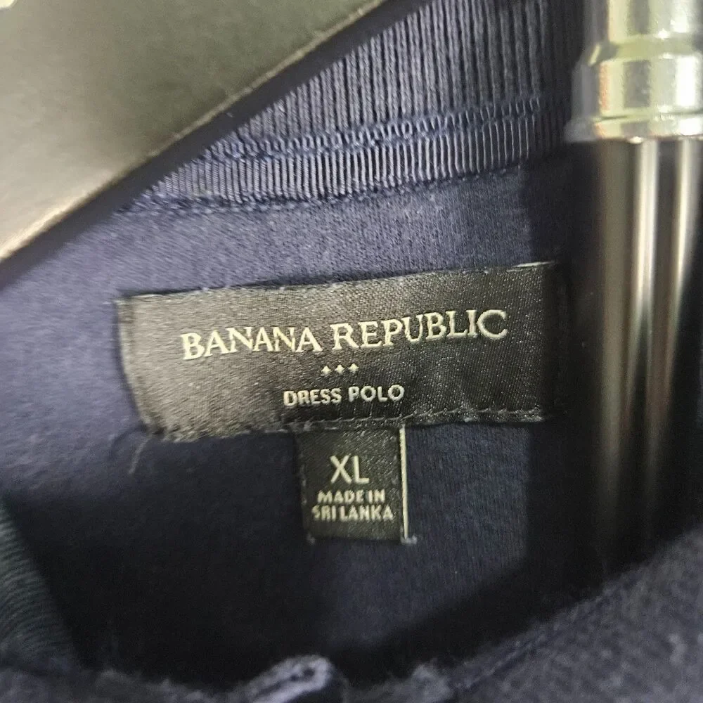 Banana Republic Dress Polo Shirt Mens XL‎ Blue Heather 100% Cotton Short Sleeve